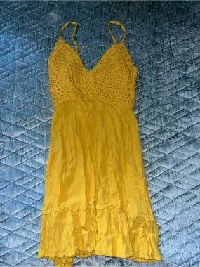 Blush Yellow Crochet Bodice Sundress